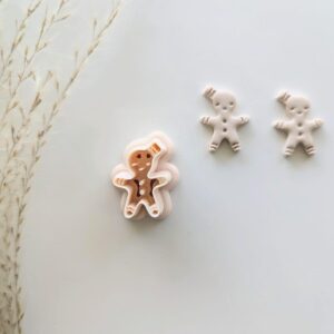 Gingerbread Man Imprint Earring Cutter for Polymer Clay Jewelry Christmas Gingerbread Clay Cutter for Holiday Earrings Festive DIY Accessories Handmade Seasonal Craft Supply Tool