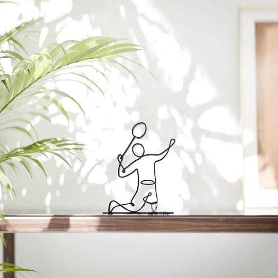 Badminton Player Line Art Figure Plastic Sports Home Decor Sculpture for Badminton Lovers Minimal Athlete Display for Living Room Office Desk Shelf Table Daily Sports Inspiration India - Image 2