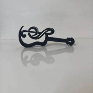 Single Line Abstract Guitar Sculpture Minimalist Statue Art Decoration for Home Office Shelf Decor Self Sitting Tabletop Piece for Music and Guitar Fans