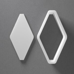 Black Flat Top Diamond Rhombus Cookie Cutter Mini to Large Gem Jewel Shape Polymer Clay Jewelry and Earring Cutter Tool Mirrored Pair Set for Handmade Craft Accessories