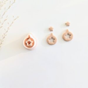 Christmas Ornament with Star Cutout Earring Cutter for Polymer Clay Jewelry Holiday Clay Cutter for Handmade Earrings Festive Ornament Design DIY Clay Accessories Christmas Craft Tool