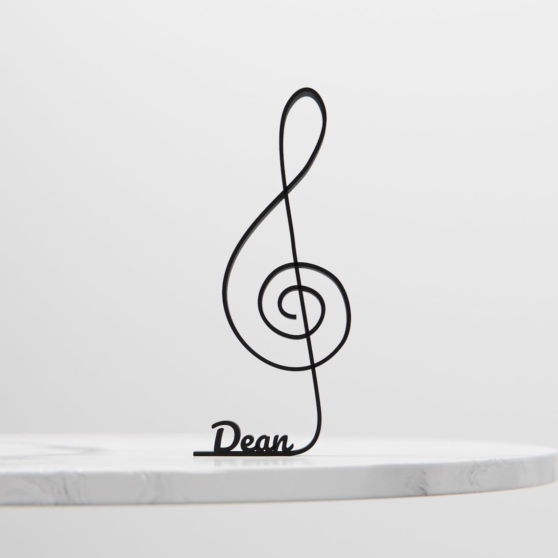Personalized Treble Clef Plastic Line Art Figure Minimalist Music Sculpture with Custom Name for Home Decor Desk Shelf Living Room Bedroom Office Display - Image 4