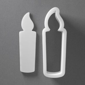 Black Birthday Party Candle Cookie Cutter Celebration Candle Shape for Baking Fondant Biscuit Clay Jewelry Earrings Craft Tool Mirrored Pair Set Reusable Kitchen Party Decor Gift