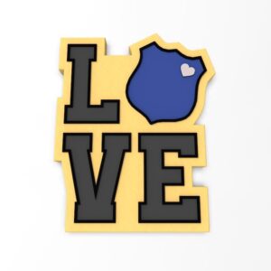 Black Love Police Badge Cookie Cutter Stamp Stencil Debosser with Sharp Edges Durable Plastic Baking Mold for Cookies Fondant Biscuits Sandwiches Pancakes Crafts Valentine Party Anniver