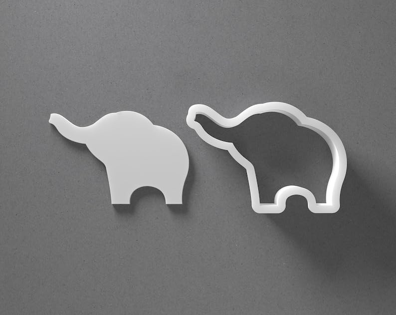 Black Elephant Cookie Cutter From Mini To Large Raised Trunk Shape Polymer Clay Jewelry Earring Cutter Tool Mirrored Pair Set cookie Baking Fondant Biscuit Craft Art