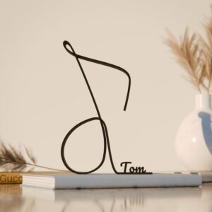 Personalized Music Note Plastic Line Art Music Figure Minimalist Sculpture with Custom Name for Living Room Office Desk Artistic Melody Decor