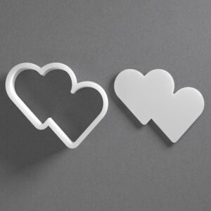 Black Double Heart Cookie Cutter Mini to Large Valentines Day Shape for Polymer Clay Jewelry Earring Making Mirrored Pair Set cookie Craft Tool Made in India for Daily DIY Creative Pro