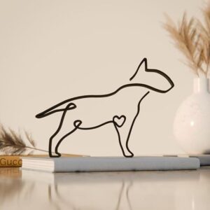 Bull Terrier Dog Line Art Figure Plastic Home Decor for Dog Lovers Minimalist Sculpture for Living Room Office Shelf Table Display Modern Animal Art Gift Idea India