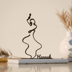 Personalized Flamenco Dancer Plastic Line Art Dance Figure Minimalist Sculpture with Custom Name for Home Office Desk Decor Shelf Display
