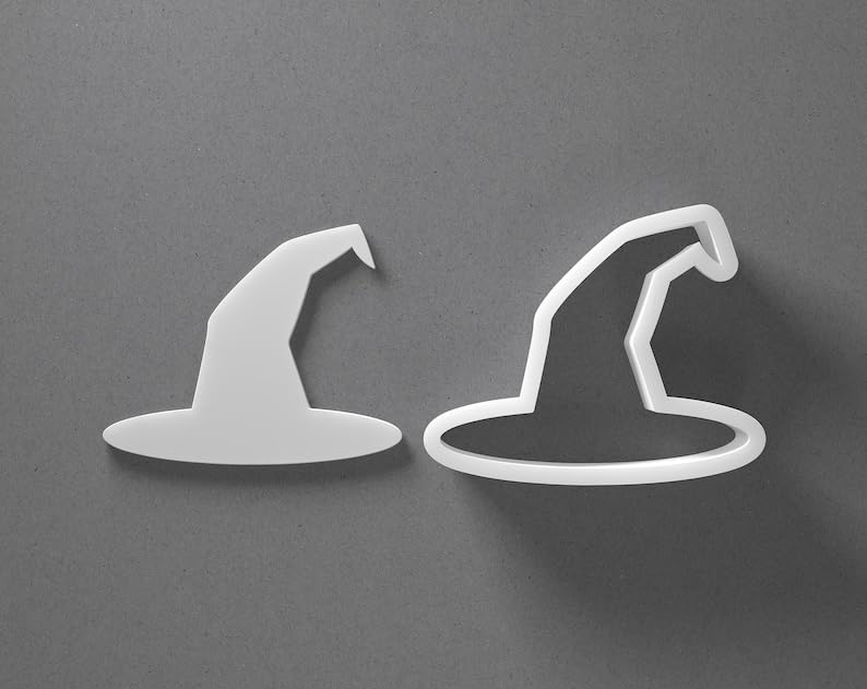 Black Witch Hat Cookie Cutter Mini To Large cookie Halloween Shape Polymer Clay Jewelry And Earring Cutter Tool Mirrored Pair Set For Spooky Baking Crafting And DIY Projects - Image 2