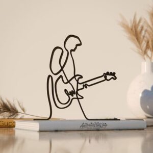 Electric Guitarist Line Art Figure Plastic Musician Decor Gift for Guitar Lovers Minimal Home Display Sculpture for Living Room Studio Office Shelf Music Fan India