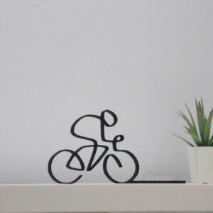 Personalized Black Cyclist Line Art Line Art Figure Custom Bicycle Rider Nameplate Gift for Bike Lover Home Decor Artistic Cycle Statue for Desk Sports Enthusiast Display Minimalist