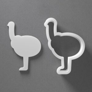 Black Ostrich Cookie Cutter Bird Animal Shape for Baking Fondant Biscuit Polymer Clay Jewelry Earrings Craft Tool Mirrored Pair Set Reusable Wildlife Gift Decor