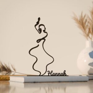 Personalized Flamenco Dancer Plastic Minimalist Line Art Sculpture Custom Name Dance Decor Figure for Desk Shelf Living Room Bedroom Home Office Styling