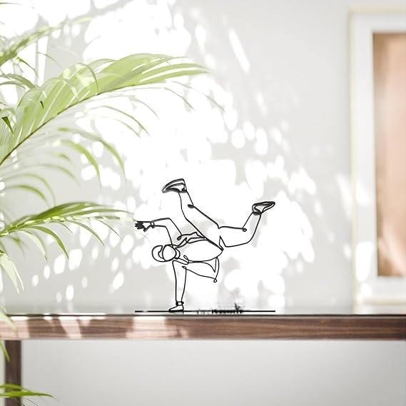 Hip Hop Dancer Line Art Decor Figure Plastic Breakdance Action Inspired Art Display Statue for Desk Shelf Home Office Interior Styling Dance Theme India - Image 2