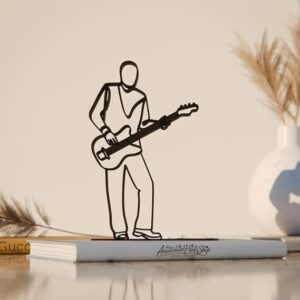 Bass Guitarist Minimal Line Art Figure Plastic Music Decor Gift for Desk Shelf Home Office Modern Interior Art Display Musician Inspired India