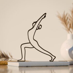 Yoga Warrior Pose Statue Line Art Figure, Minimalist Home Decor for Yoga and Meditation Spaces, Thoughtful Gift for Yogis Focused on Balance and Mindfulness