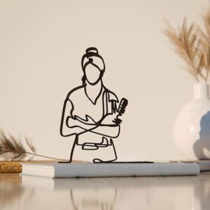 Hairdresser Line Art Decor Figure Plastic Salon Work Inspired Art Display Statue for Desk Shelf Home Office Interior Styling Beauty Theme India