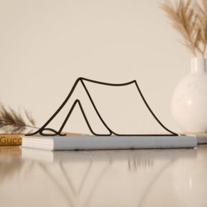 Black Camper Plastic Line Art Figure Minimalist Nature Inspired Camping Decor Outdoor Adventure Sculpture for Home Office Desk Display Artistic Modern Styling India