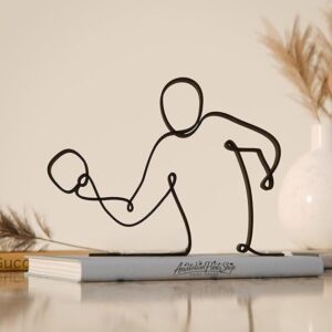 Table Tennis Player Line Art Figure Plastic Sports Home Decor Sculpture for Ping Pong Lovers Minimalist Athlete Display for Living Room Office Desk Shelf Table Modern Accent India
