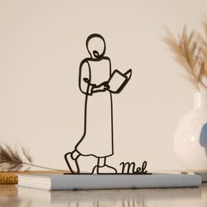 Personalized Reader Line Art Decor Figure Plastic Custom Name Book Reading Statue for Desk Shelf Home Office Knowledge Inspired Interior Display India