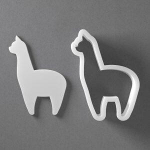 Black Stylized Alpaca Cookie Cutter Llama Animal Shape for Baking Fondant Biscuit Clay Jewelry Earrings Craft Tool Mirrored Pair Set Reusable Kitchen Decor Gift Handmade Party Favors