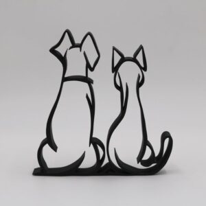 Minimalist Dog and Cat Line Art Sculpture India Statue Pet Lover Gift Idea Unique Home Office Shelf Art Decor Modern Animal Line Drawing Perfect for Pet Owners