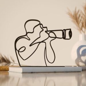 Photographer Line Art Figure Plastic Camera Inspired Decor Gift Idea Minimal Art Statue for Desk Shelf Home Office Display Modern Interior Creative Lifestyle India