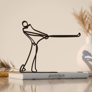 Golf Player Artistic Line Art Figure Plastic Minimal Sports Decor Gift for Golf Lover Home Office Shelf Display Sculpture for Study Room Club Desk India