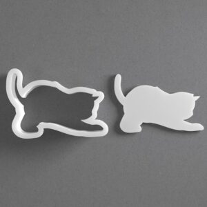 Black cookie Playing Kitten Cat Cookie Cutter Set for Polymer Clay Jewelry Earrings Biscuit Fondant Craft Tool Mirrored Pair Suitable Mini Medium Large Sizes for Baking Pet DIY Creativ