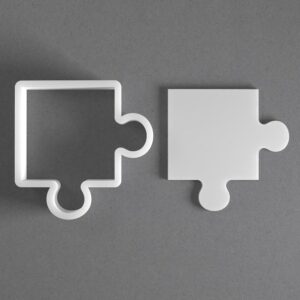 Black cookie Puzzle Corner Piece Cookie Cutter Jigsaw Shape for Polymer Clay Jewelry Earrings Biscuit Fondant Craft Tool Mirrored Pair Suitable for Mini Medium Large Use