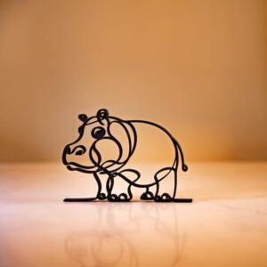 Hippo Line Art Sculpture - Handcrafted Tabletop Decor | Minimalist Ornament for Home or Office | Contemporary Design Accent Piece