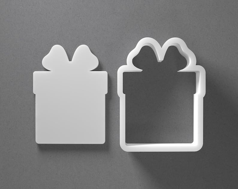 Black cookie Christmas Present Gift Box Cookie Cutter Set for Polymer Clay Jewelry Earrings Biscuit Fondant Craft Tool Mirrored Pair Suitable Mini Medium Large Sizes for Baking Holiday - Image 2