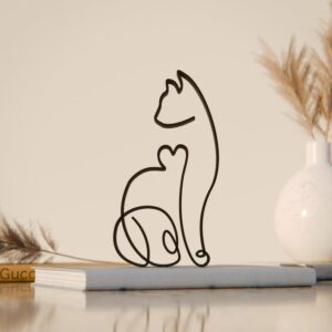 Russian Blue Cat Line Art Sculpture Plastic Decorative Cat Figure for Home Office Desk Shelf Table Display Minimalist Pet Decor for Cat Lovers Modern Interior Accent India
