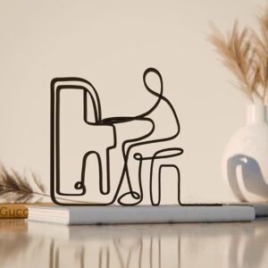 Pianist Artistic Line Art Figure Plastic Music Decor Gift for Piano Enthusiast Minimal Display for Home Office Studio Shelf Table Modern Interior India