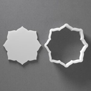 Black cookie Mandala Lotus Flower Petal Cookie Cutter Mini To Large Shape Polymer Clay Jewelry And Earring Cutter Tool Mirrored Pair Set For Crafting Baking DIY Projects