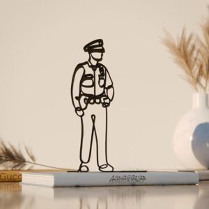 Police Officer Line Art Decor Figure Plastic Service Gift for Law Enforcement Enthusiast Minimal Display for Home Office Studio Shelf Table India