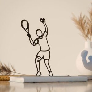 Tennis Player Line Art Figure Plastic Sports Inspired Decor Gift Idea Minimal Art Statue for Desk Shelf Home Office Display Modern Interior Active Lifestyle India
