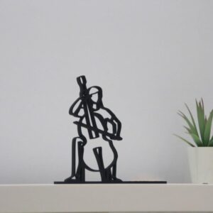 Personalized Black Double Bassist Line Art Line Art Figure Custom Contrabass Musician Sculpture Jazz Music Lover Gift for Bass Player Music Room Decor Artistic Metal Instrument Inspired