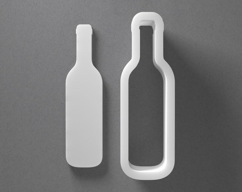 Black cookie Wine Bottle Cookie Cutter Glass Beverage Shape for Polymer Clay Jewelry Earrings Biscuit Fondant Craft Tool Mirrored Pair Suitable for Mini Medium Large Use