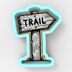 Trail Sign Black Cookie Cutter Stamp Stencil Cookie Baking Tool for Camping Theme Cookies Outdoor Adventure Party Treats Hiking Dessert Table Decorations Birthday Holiday Baking Suppli