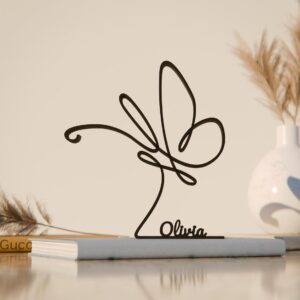 Butterfly Plastic Minimalist Line Art Sculpture Nature Inspired Home Decor Figure for Desk Shelf Living Room Office Decoration Artistic Animal Theme Display Piece