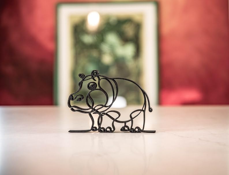 Hippo Line Art Sculpture - Handcrafted Tabletop Decor | Minimalist Ornament for Home or Office | Contemporary Design Accent Piece - Image 5