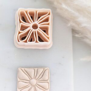 Abstract Flower Square Imprint Clay Earring Cutter for Polymer Clay Jewelry Making Unique Floral Pendant Cutter for Handmade Earrings DIY Craft Tool for Artists Jewelry Designers