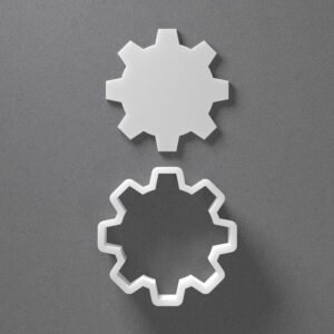 Black cookie Simple Gear Bicycle Part Cookie Cutter Set for Polymer Clay Jewelry Earrings Biscuit Fondant Craft Tool Mirrored Pair Suitable Mini Medium Large Sizes for Baking DIY Mecha