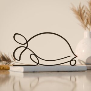Elegant Turtle Line Art Statue Sculpture, Unique Turtle Lover Gift Idea, Minimalist Home Decor Accent, Custom Line Art Figure for Animal Enthusiasts, Durable Statue Design