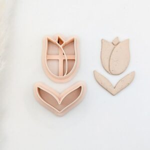Tulip Combo Imprint Clay Earring Cutter Set for Floral Jewelry Making Trendy Flower Polymer Clay Cutters for Handmade Earrings Unique Clay Jewelry Crafting Tools for DIY Accessories