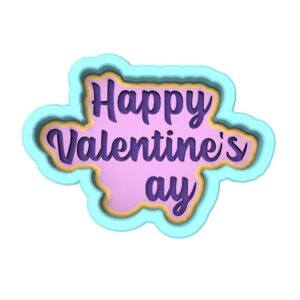 Happy Valentines Day Cookie Cutter Black cookie Stamp and Stencil Set for Heart and Love Themed Cookies, Romantic Holiday Baking Tools, Fondant Cutter, Sugar Cookie Mold, Dessert Decor