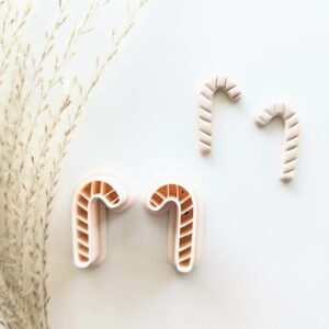 Candy Cane Clay Earring Imprint Cutter for Holiday Polymer Clay Jewelry Christmas Candy Cane Clay Cutter for Handmade Earrings Festive DIY Accessories Seasonal Craft Supplies Tool
