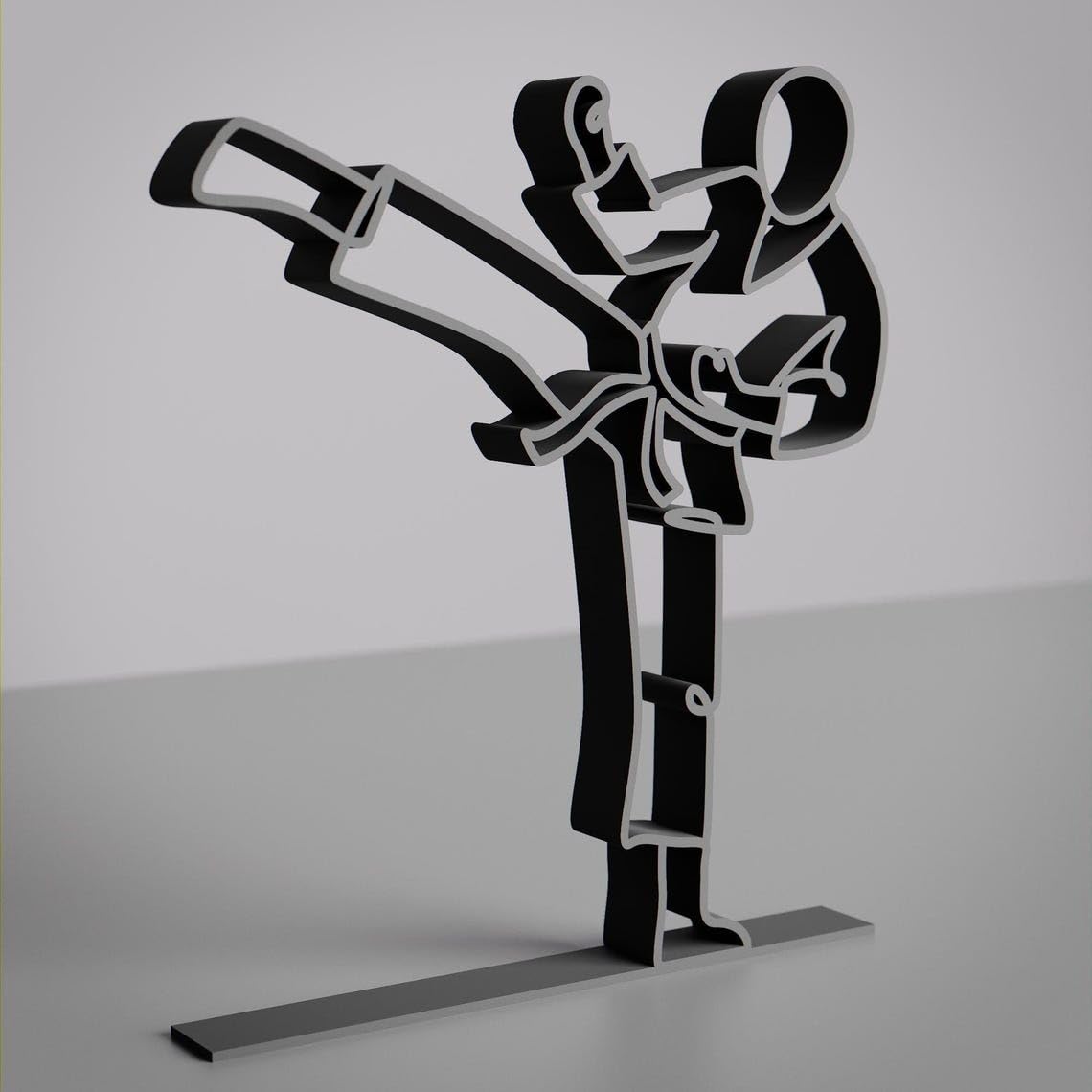 Personalized Karate Man Line Art Decor Figure Plastic Custom Name Statue for Desk Shelf Home Office Martial Arts Inspired Modern Interior Display India - Image 3